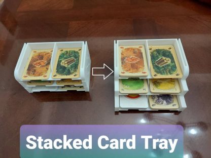 Stacked card tray for Catan resource cards.